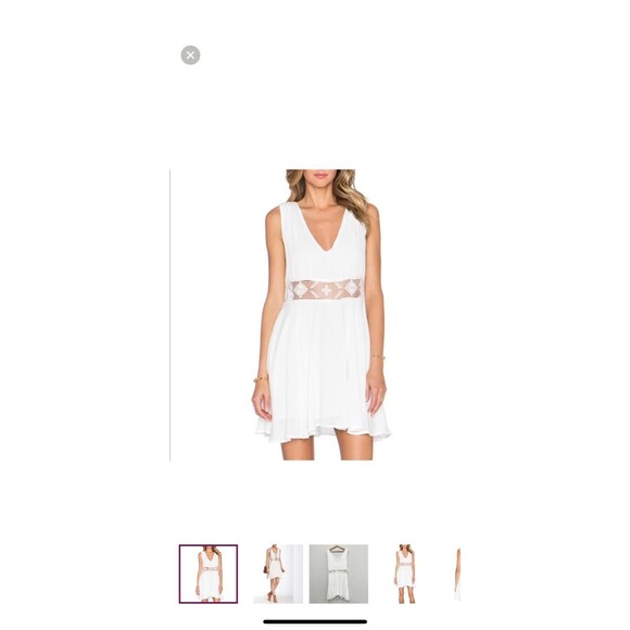 Free People Dress white a-line medium sleeveless tiered back tie crochet waist - Picture 2 of 14